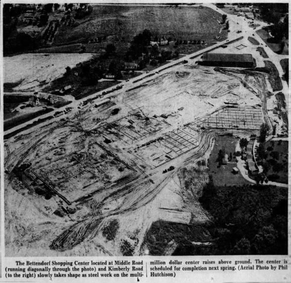 Duck Creek Plaza under construction aerial 1959